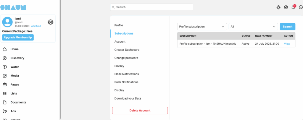 member's subscription lists